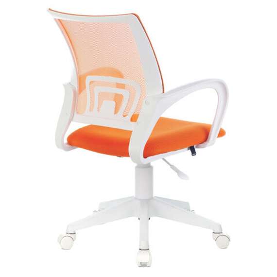Кресло BRABIX &quot;Fly MG-396W&quot;, с подлокотниками, пластик белый, сетка, оранжевое, 532401