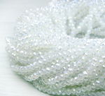 БМ002ДС46 Хрустальные бусины "рондель", белый (имитирующий опал) AB, 4х6 мм, кол-во: 58-60 шт.