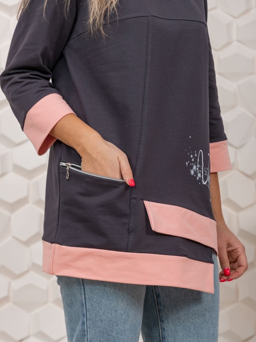 853 Туника "серый/пудра" SveTekst (Акция)