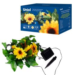 USL-S-138-PT2300 SUNFLOWERS Садовая гирлянда на солнечной батарее Подсолнухи. 24 светодиода. Теплый белый свет. 1xАА Ni-Mh аккумулятор в-к. IP44. TM Uniel