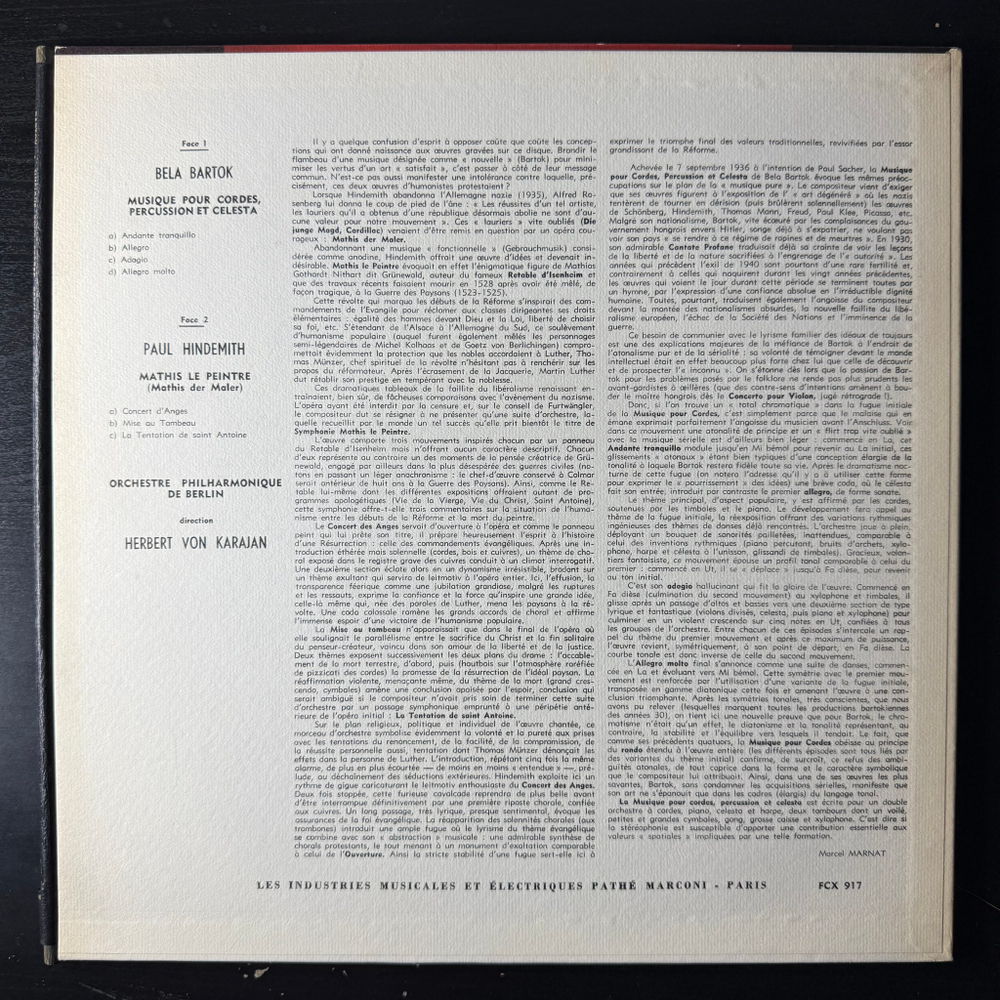 Хиндемит - Художник Матис / Барток - Музыка Для Струнных, Ударных И Челесты (Франция)