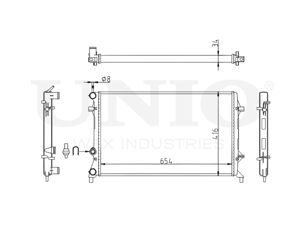 Радиатор охлаждения двигателя UNIO RAD-10023