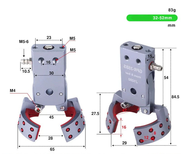 GPR-35BS side air intake (clamping range: 32-52mm) without detection