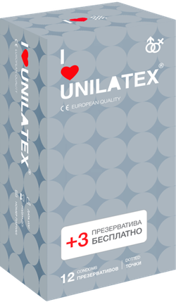 Презервативы Unilatex Dotted 12+3 шт в подарок 3020Un