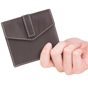 Кожаный кошелек-картхолдер Perle темно-коричневого цвета