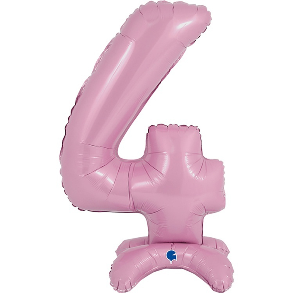 Шар ЦИФРА 4 Pastel Pink на подставке 25" 63 см