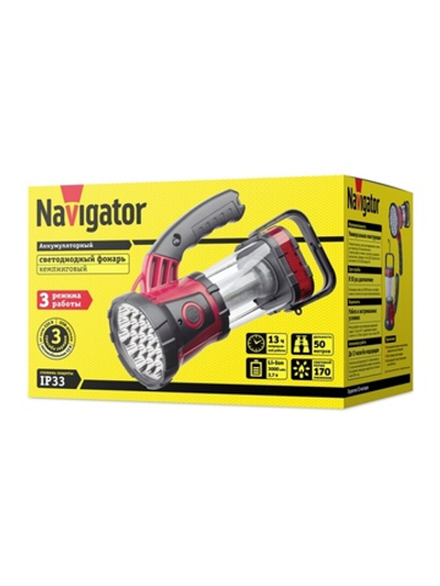 Фонарь-прожектор аккумуляторный кемпинговый 94 926 NPT-CA08-ACCU 19/24/4LED аккум. 3.7В 2А.ч пластик. NAVIGATOR 94926