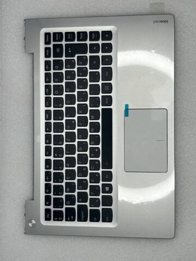 Верхняя панель с клавиатурой (топкейс) для ноутбука Lenovo U330p раскладка - венгерский, с подсветкой, черная, без отпечатка пальца (90203505), оригинал