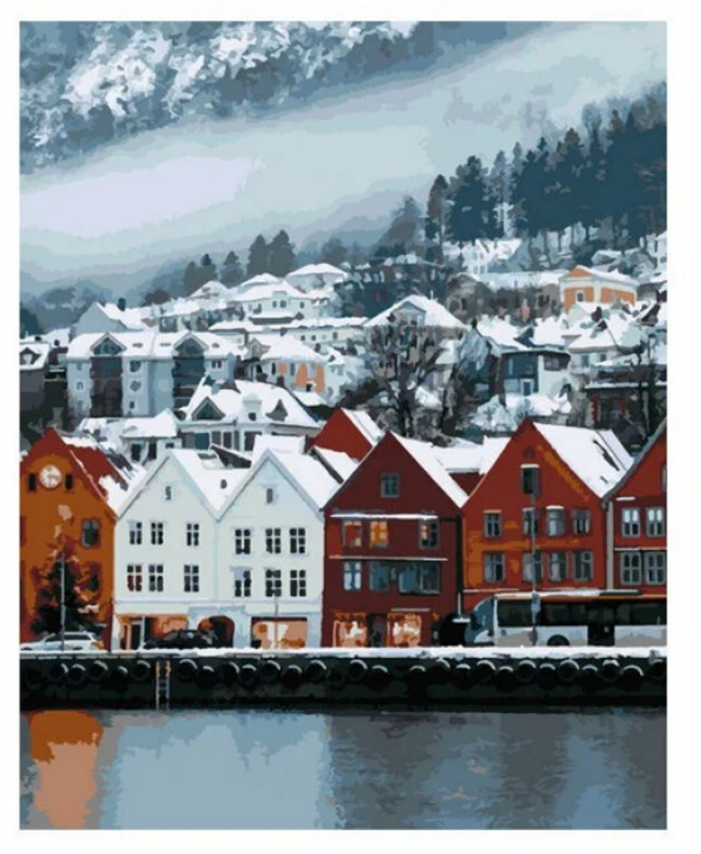Картина по номерам 40*50см "Норвегия зимой" (Lori)