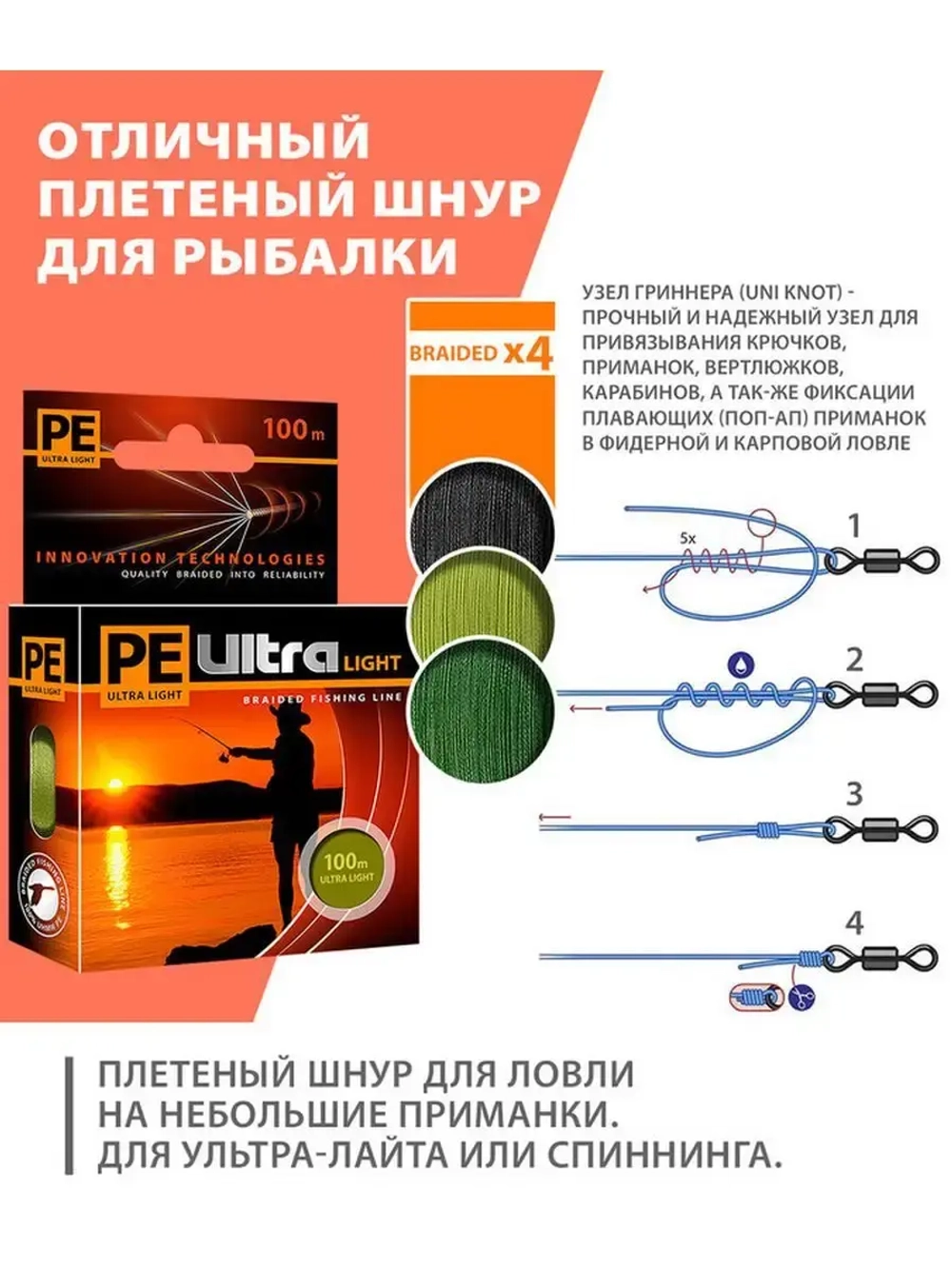 Плетеный шнур для рыбалки PE ULTRA LIGHT Black 0,04mm 135m