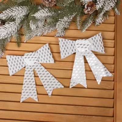 Бант на ёлку «Сияние» 13*16 см (набор 2 шт), Серебро