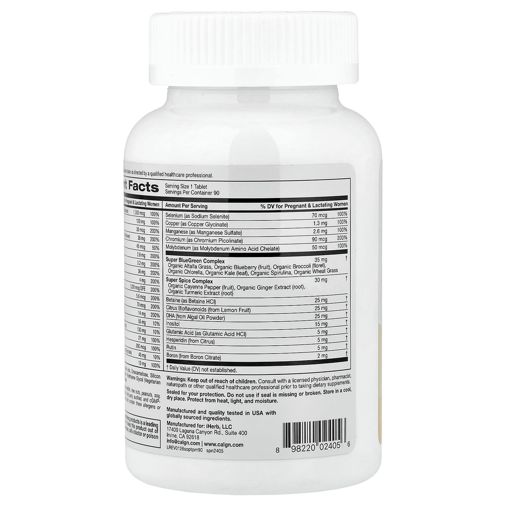 California Gold Nutrition, Simply One®, мультивитамины для беременных, с суперзеленью, специями, витамином A и фолатом, 90 таблеток