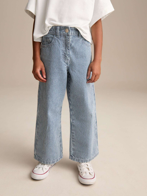 Джинсы широкие для девочки Next E89-693, Синий, Белый