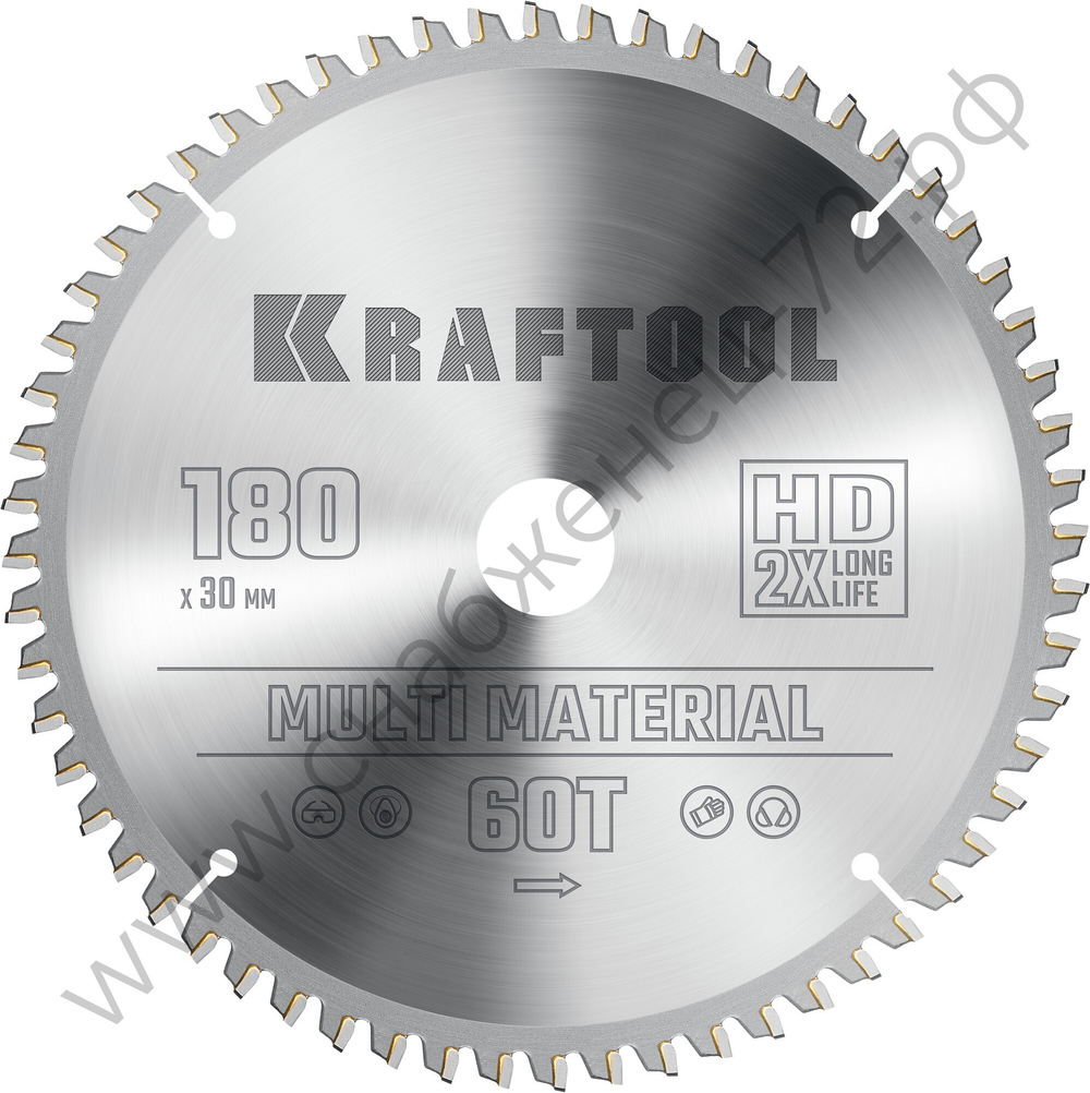 KRAFTOOL Multi Material 180х30мм 60Т, диск пильный по алюминию