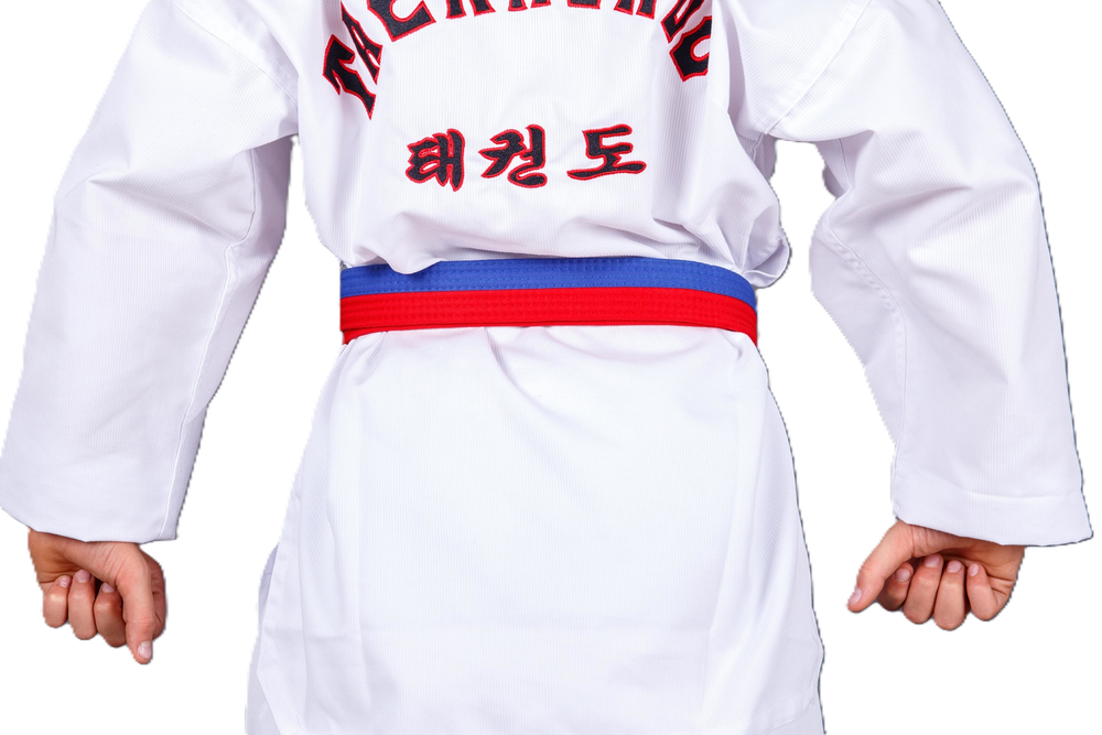 Пояс для тхэквондо ProfSport без вышивки (4 см) красно-синий