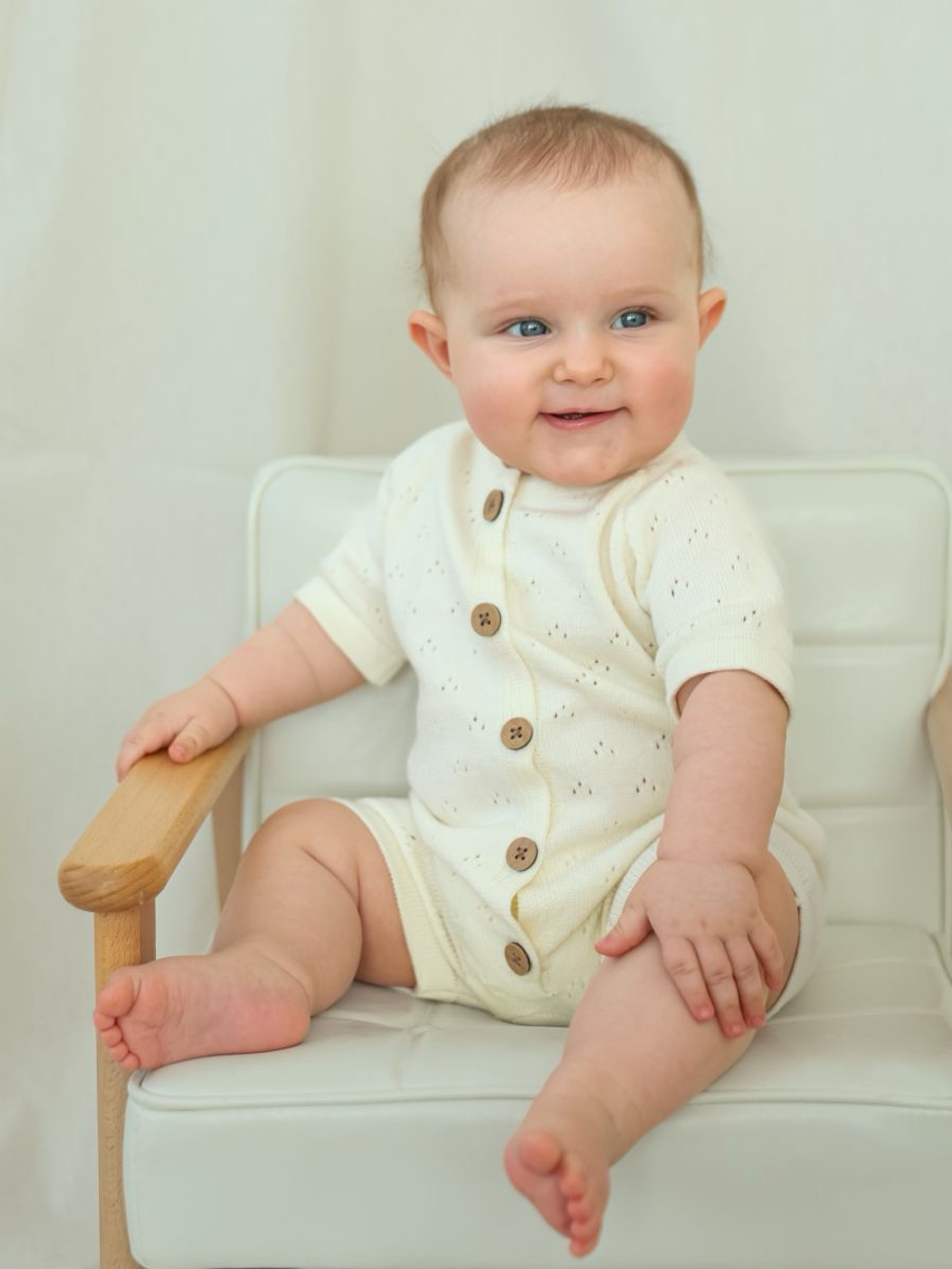 Песочник вязаный из хлопка, Крем