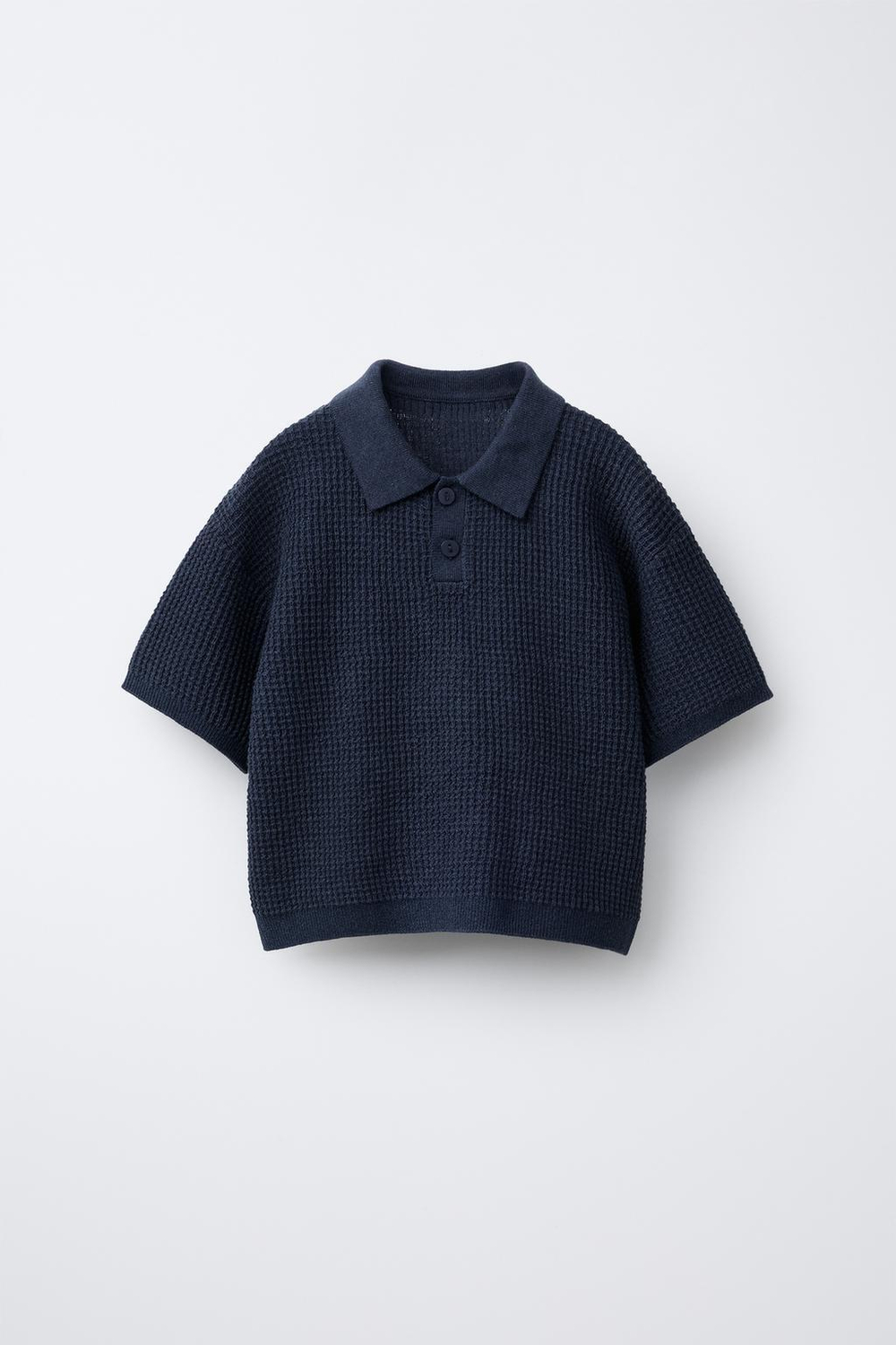 ZARA ПОЛО ИЗ РИФЛЕНОГО ТРИКОТАЖА, МОРСКОЙ СИНИЙ