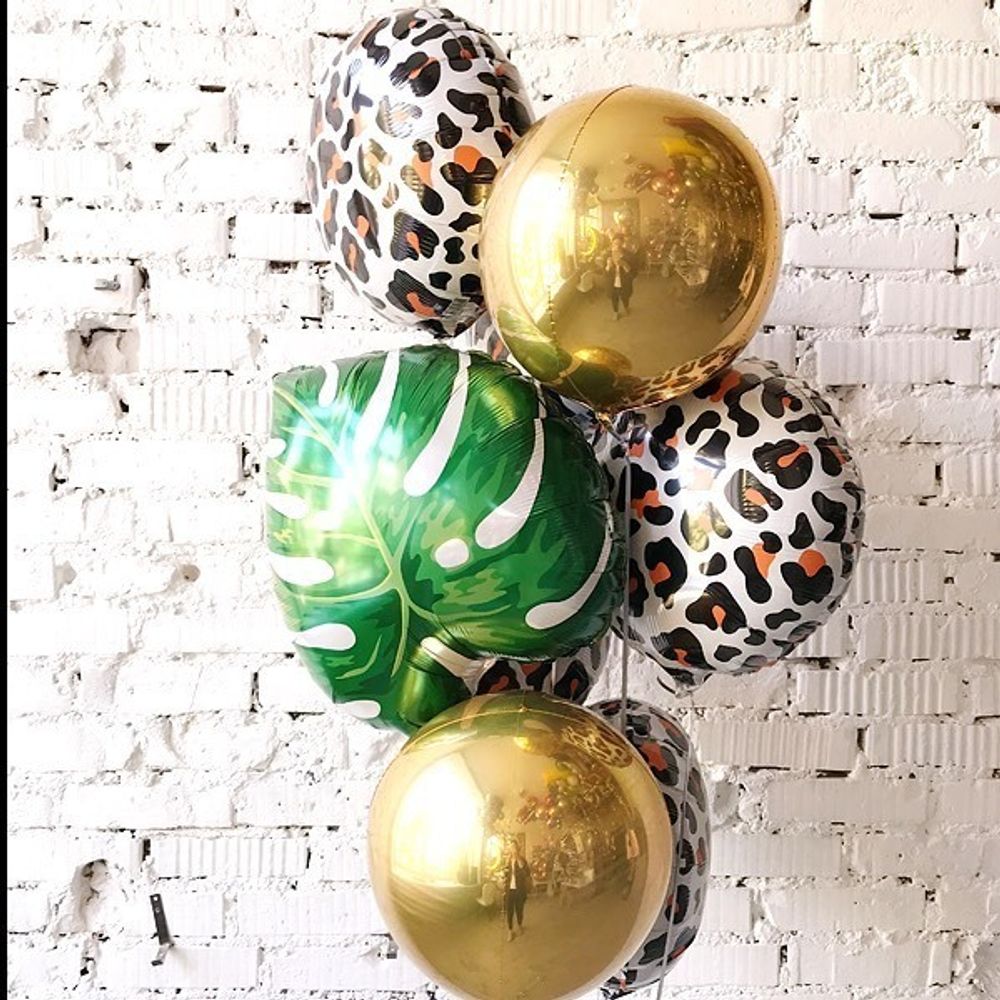 Шар (18"/46 см) Круг, Анималистика, Пятнистый окрас, Леопард