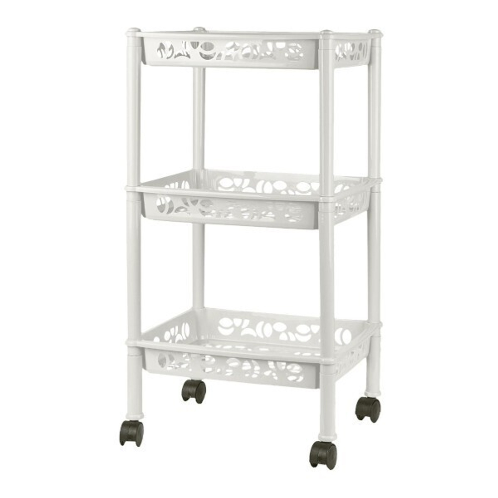 Этажерка Keeplex Light на колесиках трехсекционная малая прямоугольная 37х29х69 см белое облако