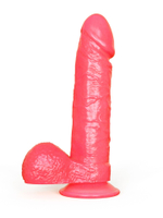 Розовый гелевый фаллоимитатор на подошве-присоске - 16 см. (Цвет: розовый)