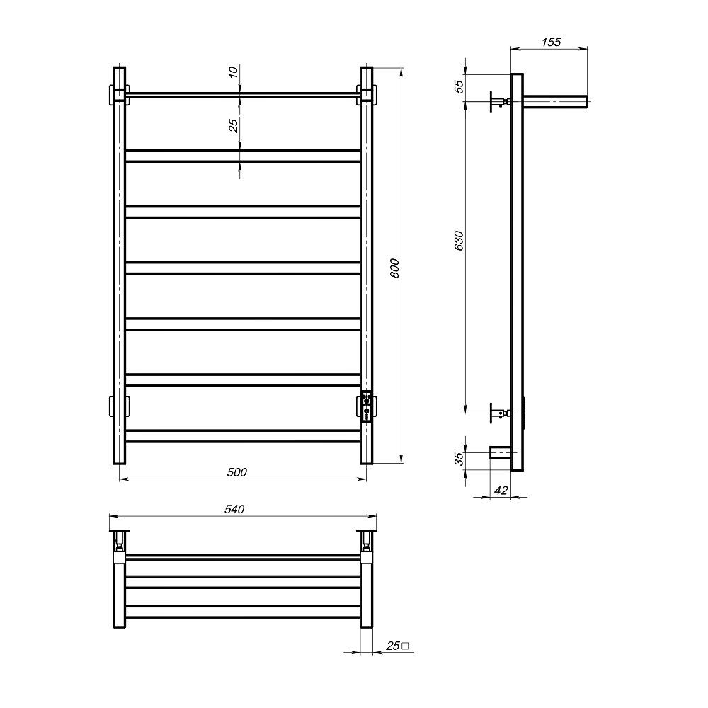 Полотенцесушитель MIXLINE FAVORITE  80х50 (таймер,481 Вт, 6 перекл+ПОЛКА) электрический МАТОВЫЙ ХРОМ