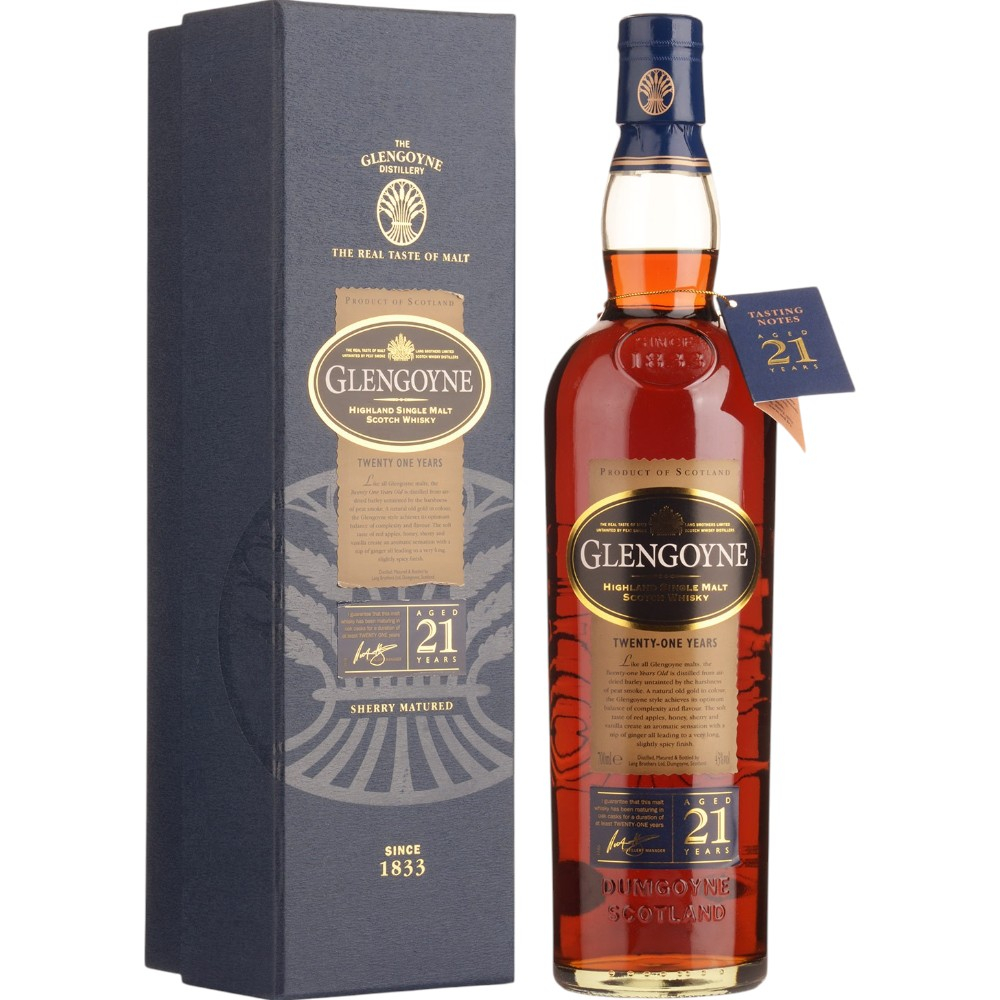 Виски Glengoyne Highland Single Malt Whisky, 21 Y.O. 0,7 л. В подарочной коробке