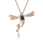 Подвеска «Стрекоза» из красного золота c топазами, натуральными топазами white и эмалью Артикул: 03-3071-00-201-1110-57