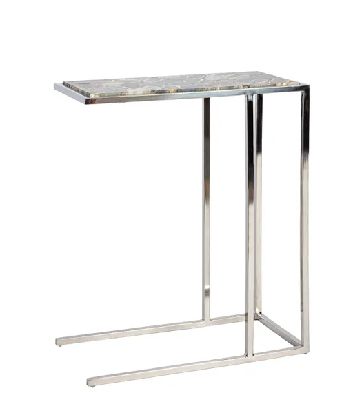 Кофейный столик Agate L, черный агат, серебро