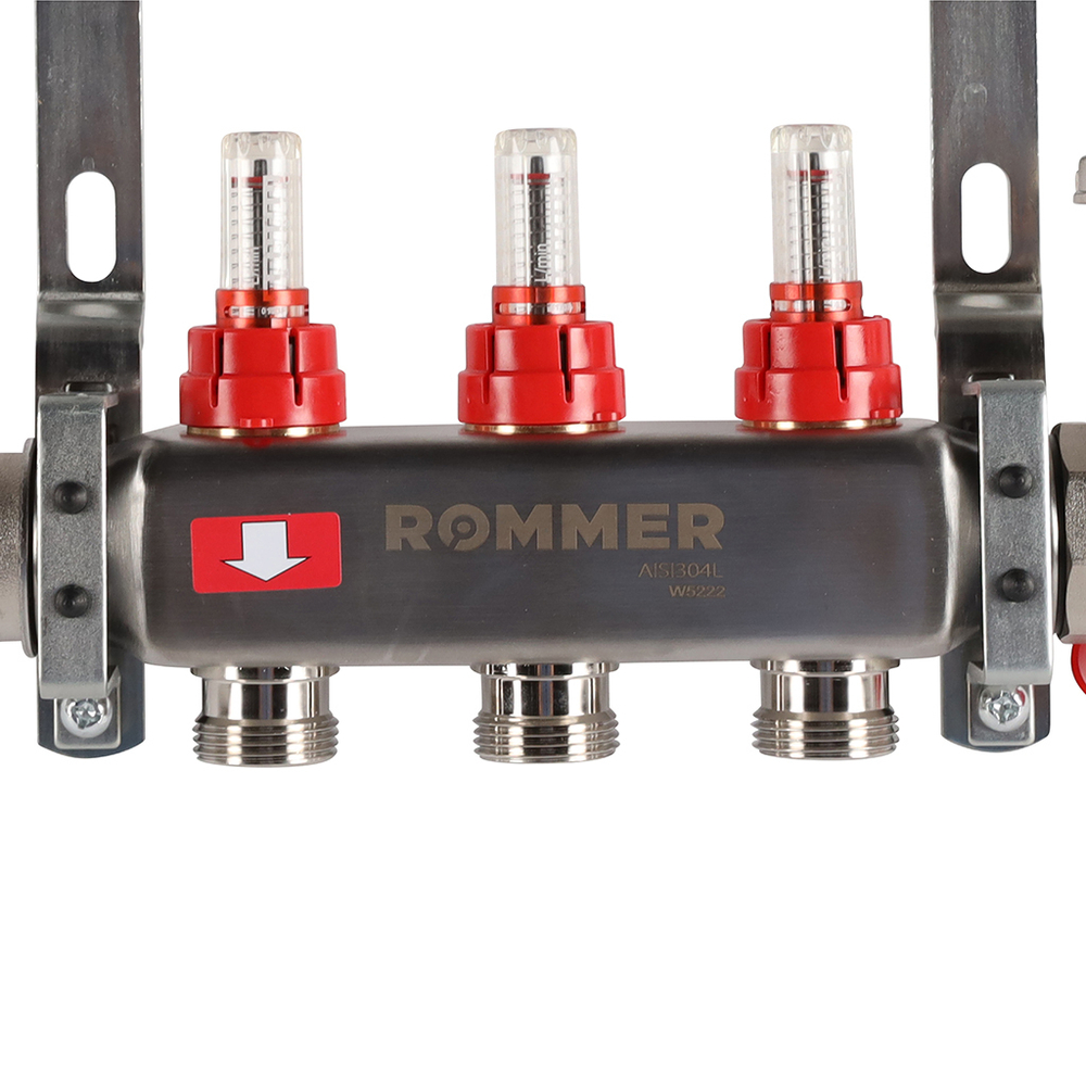 ROMMER RMS-1210-000003 ROMMER Коллектор из нержавеющей стали в сборе с расходомерами 3 вых.