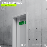 Табличка Запасный выход, пожарная безопасность, для офиса, кафе, ресторана, 30 х 10 см, черная, Айдентика Технолоджи