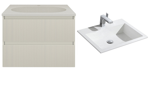 Тумба с раковиной Vincea Welle 60 VMC-2WL600MBG/VCB-13600W бежевая матовая/раковина белая