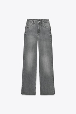 ZARA ДЖИНСЫ TRF WIDE-LEG С ВЫСОКОЙ ПОСАДКОЙ FULL LENGTH, АНТРАЦИТОВО-СЕРЫЙ