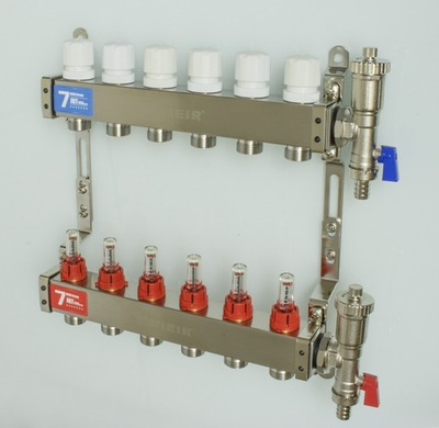 Колл. группа БЕЗ КРАНОВ (КВАДРАТ,нерж) с расход.  6-вых. ViEiR (5/1шт) Т