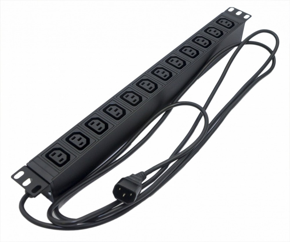 Блок розеток 19", 12 розеток Hyperline SHE19-12IEC-2.5IEC