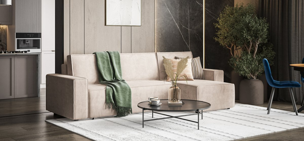 Угловой диван Норд Велюр Монолит латте