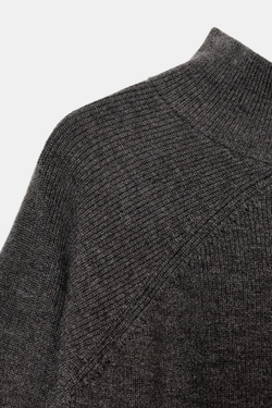 ZARA СВИТЕР С КРУГЛЫМ ВЫРЕЗОМ, СЕРОВАТО-КОРИЧНЕВЫЙ