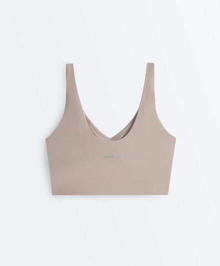 Oysho Топ Light Touch с перекрестной спинкой, темно-серый