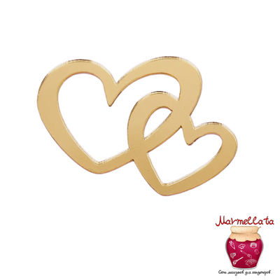 Топпер фигурный "Сердце двойное", цвет золото, 10 шт.