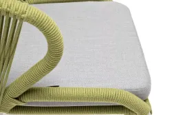 "Милан" стул плетеный из роупа, каркас алюминий светло-серый (RAL7035) муар, роуп салатовый меланж круглый, ткань светло-серая