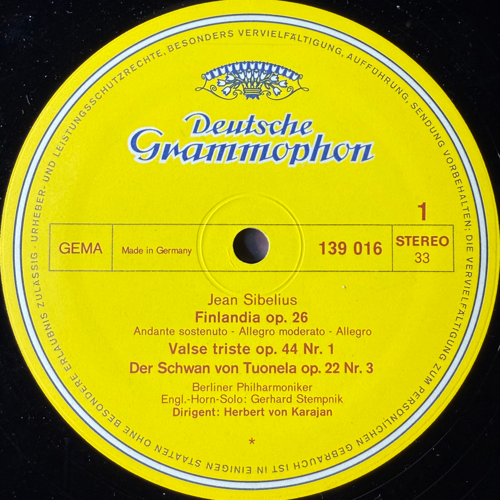 Сибелиус - Финляндия, Вальс Тристе, Туонельский лебедь, Тапиола (Германия)
