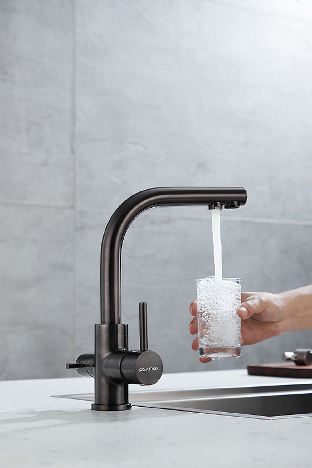 СМЕСИТЕЛЬ ДЛЯ КУХНИ ESSEN 213011-GM ВОРОН.СТАЛЬ