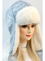 шапка зимняя ушанка вязаная с мехом