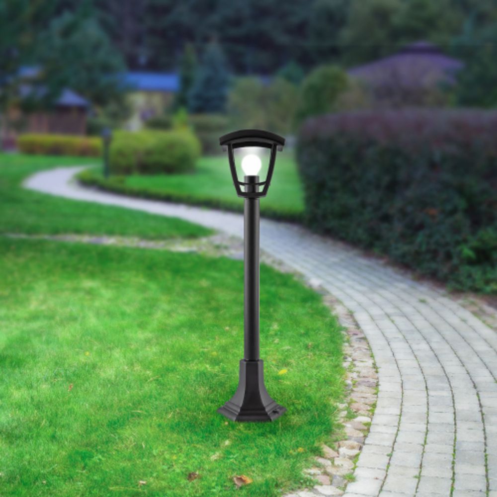 Садово-парковый светильник ЭРА «Валенсия 4» НТУ 07-60-002 черный 4-гранный напольный IP44 Е27 max 60Вт | Садово-парковые светильники