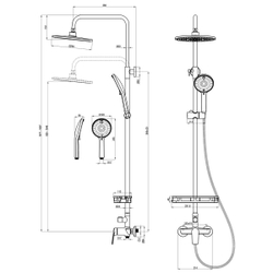 Смеситель Lemark Verba LM11460C для душа с регулируемой высотой штанги и верхней душевой лейкой "Тропический дождь"