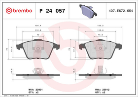 BREMBO - P24057-BRB - Brake Pad Set, disc brake