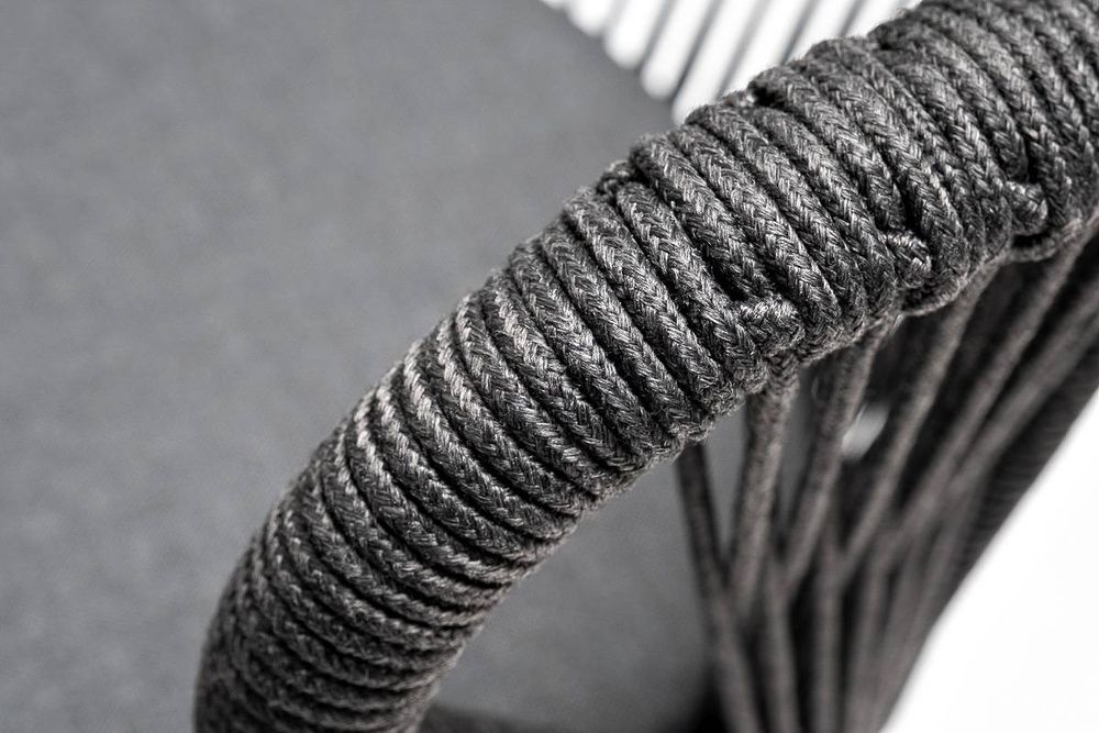 "Венето" обеденная группа на 6 персон со стульями "Милан", каркас темно-серый, роуп темно-серый