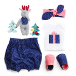 Комплект – боди с аппликацией, блумеры, повязка и моксы