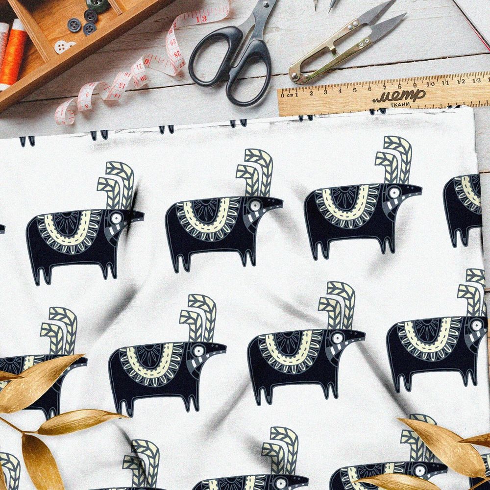 Ткань блэкаут сказочные буйволы