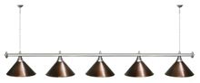 Лампа STARTBILLIARDS 5 пл. (плафоны зеленые матовые,штанга хром,фурнитура золото)