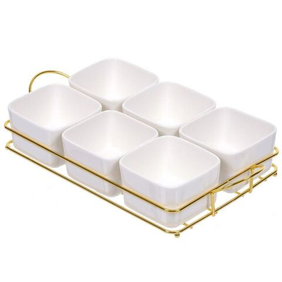 Набор для сервировки, керам, 300 мл, 6 пр, бело-зол, Y4-3556